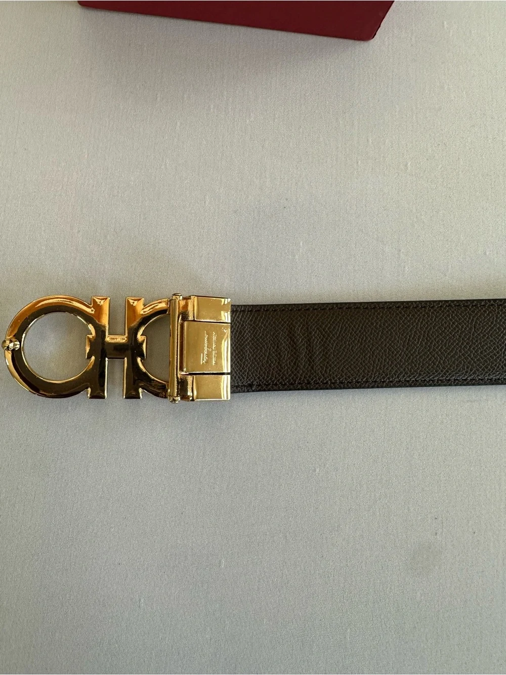 Salvatore Ferragamo Reversible Black/Brown Leather Belt Gold Gancini Buckle Sz44
